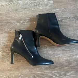 Adrienne Vittadini Black Heeled Boots with Zipper Accent